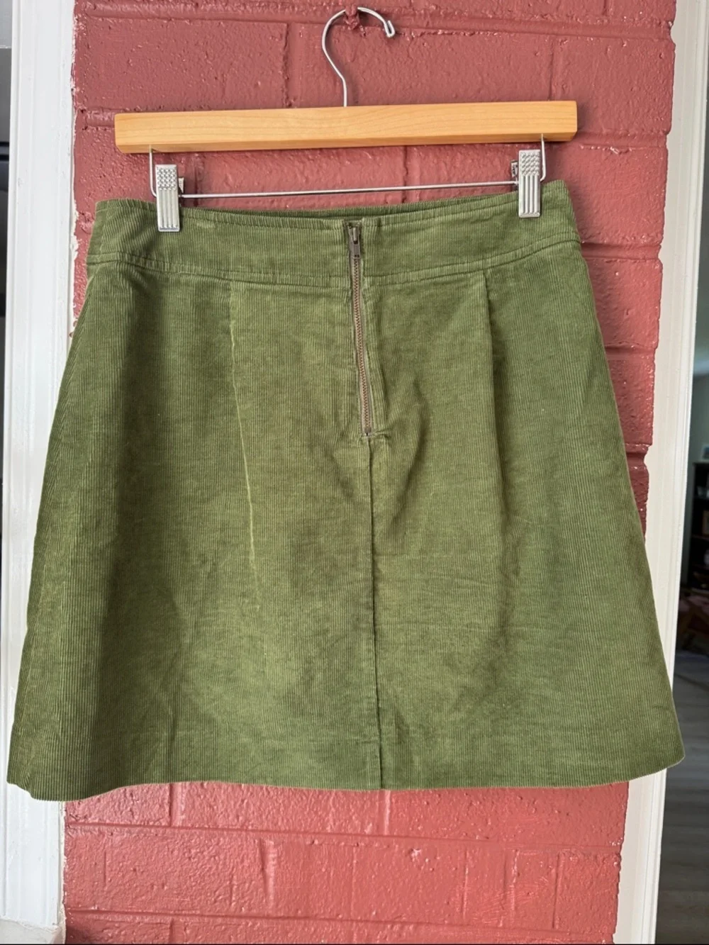 J. Crew Olive Green Corduroy A-Line Mini Skirt Size 2